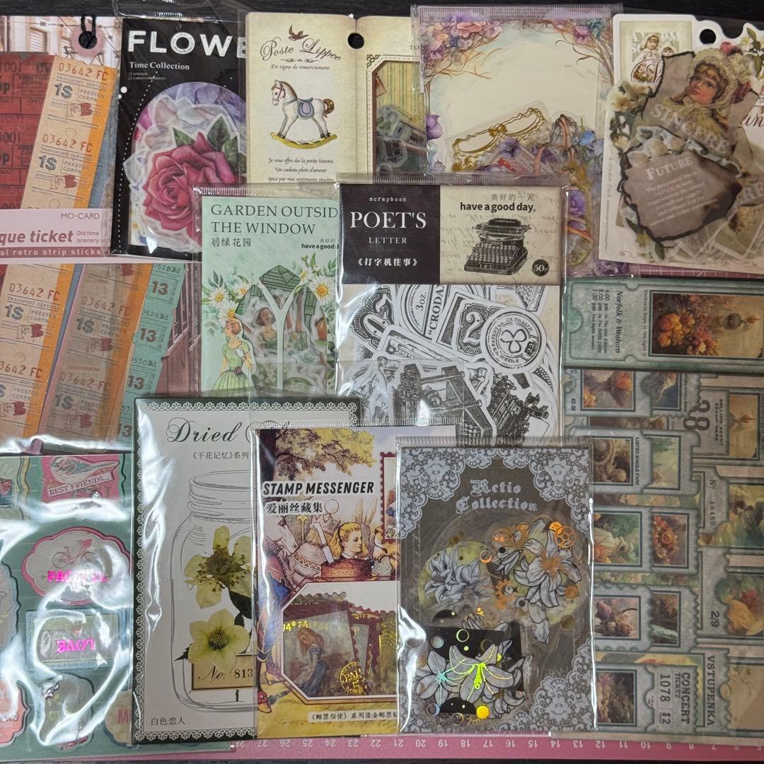 新品未使用コラージュ素材80サイズ紙モノ大量お裾分けステッカー まとめ売り