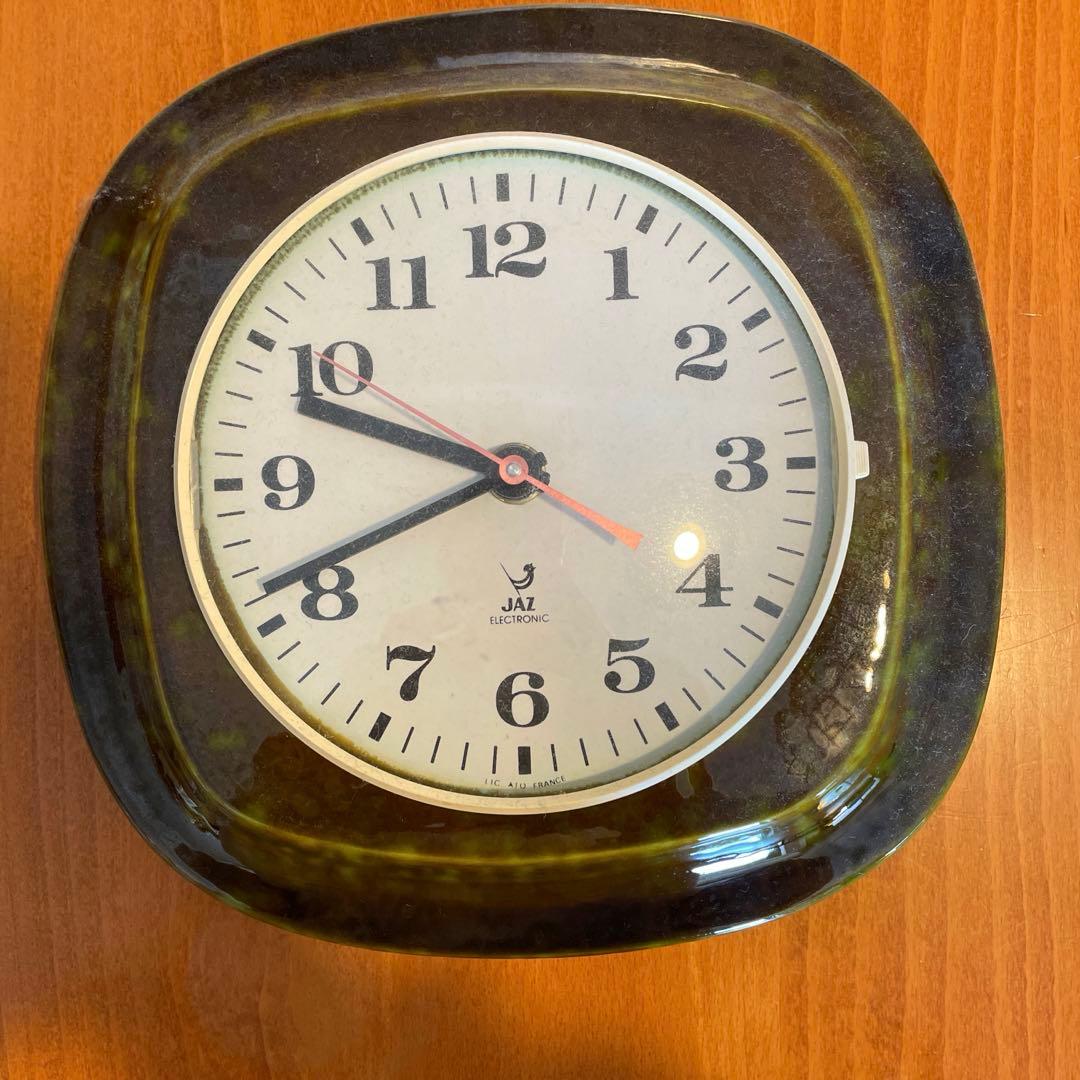 フランス　JAZ 陶器の掛時計　アンティーク品