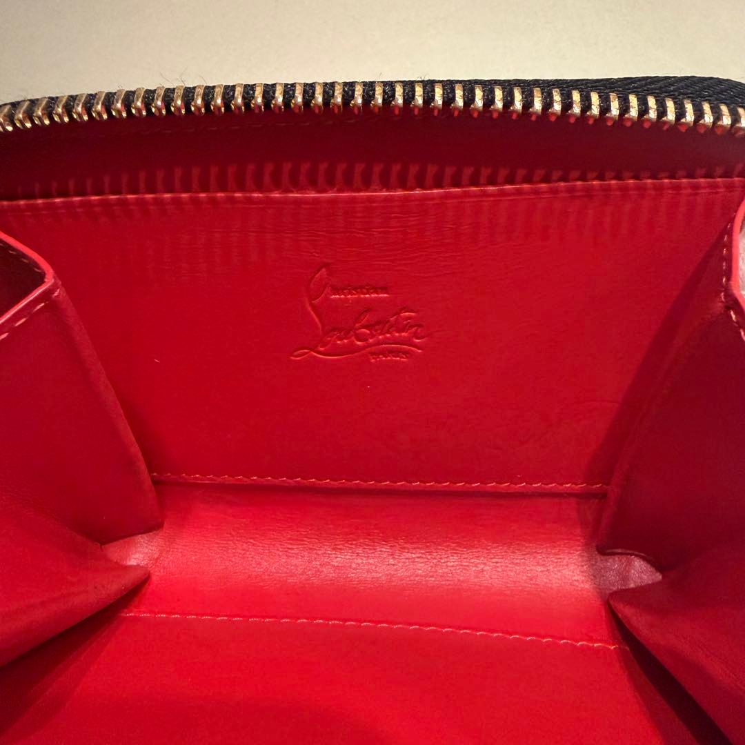 クリスチャンルブタン ケース 小銭入れ カード2枚 黒/赤