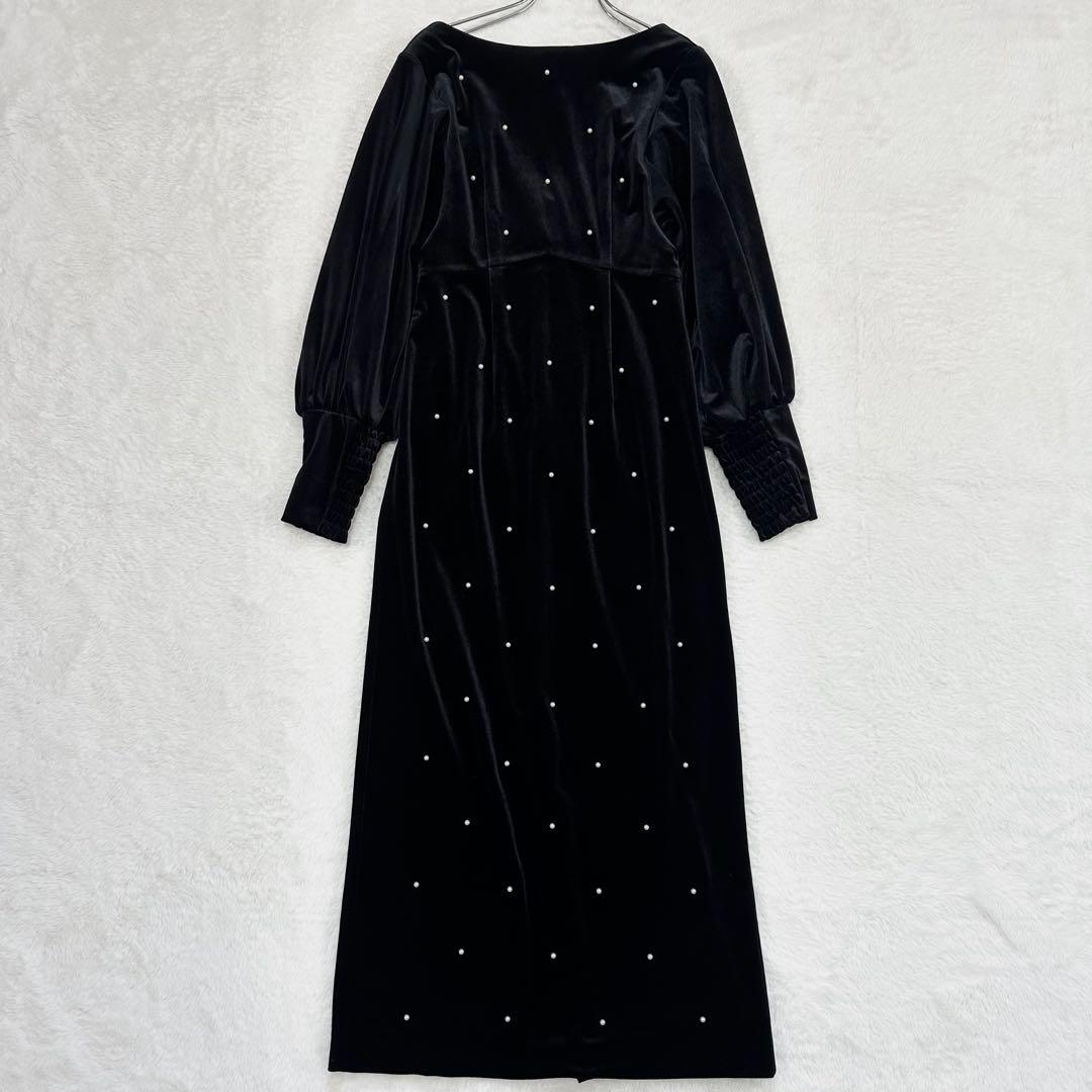 25AW 極美品✨Ameri アメリ バックオープン パール ベロアドレス S
