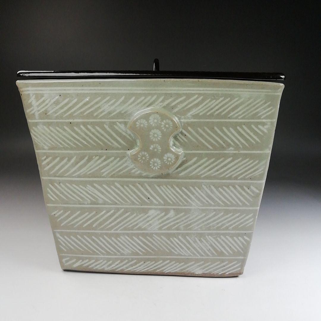 Ｔ８６５　水指　『玄々斎好　三島　角』『福森比路志』『塗師　木村表恵』　共箱