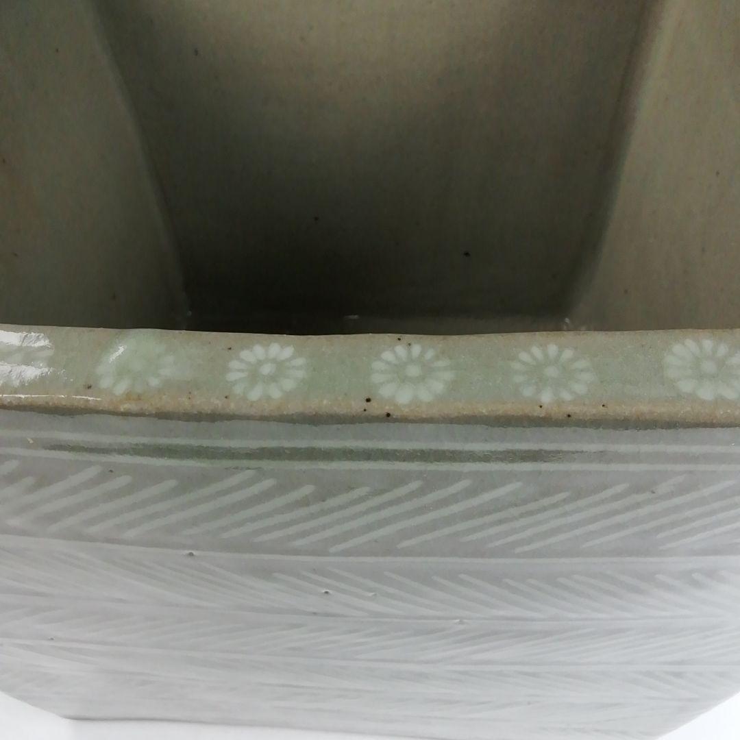 Ｔ８６５　水指　『玄々斎好　三島　角』『福森比路志』『塗師　木村表恵』　共箱