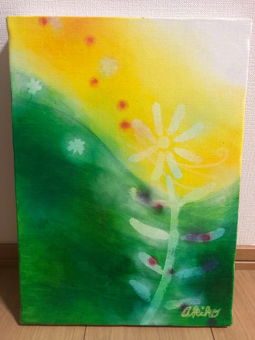 花　アクリルオイルパステル画　サイズF4 インテリアアート