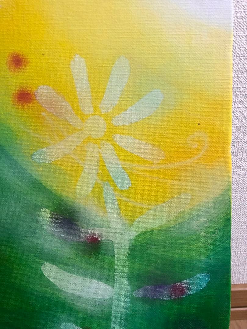 花　アクリルオイルパステル画　サイズF4 インテリアアート