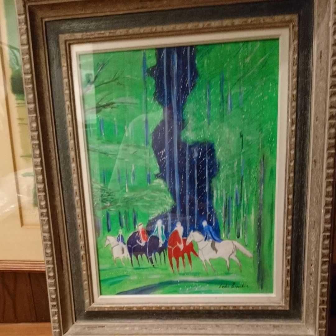 絵画 馬 額装油絵