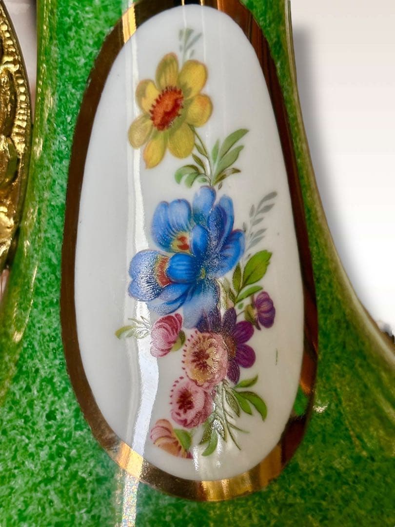 #Bronpor スペイン製 デコラティブ花瓶風　ブロンズ装飾 グリーン