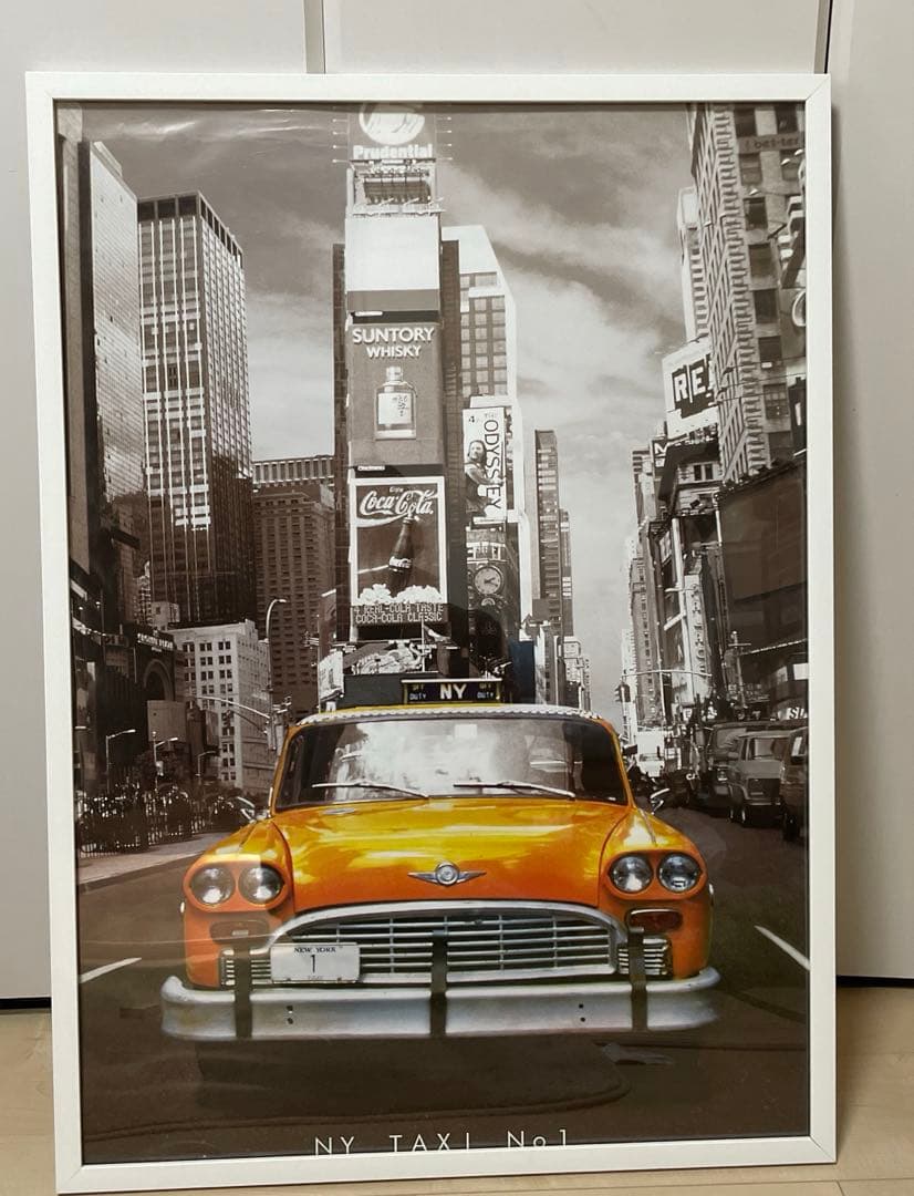 NY タクシー 印刷物 ホワイトフレーム付き