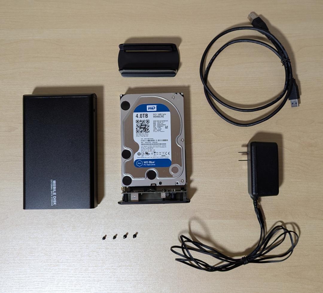 外付けHDD 4TB 玄人志向＋Western Digital BLUE HDD