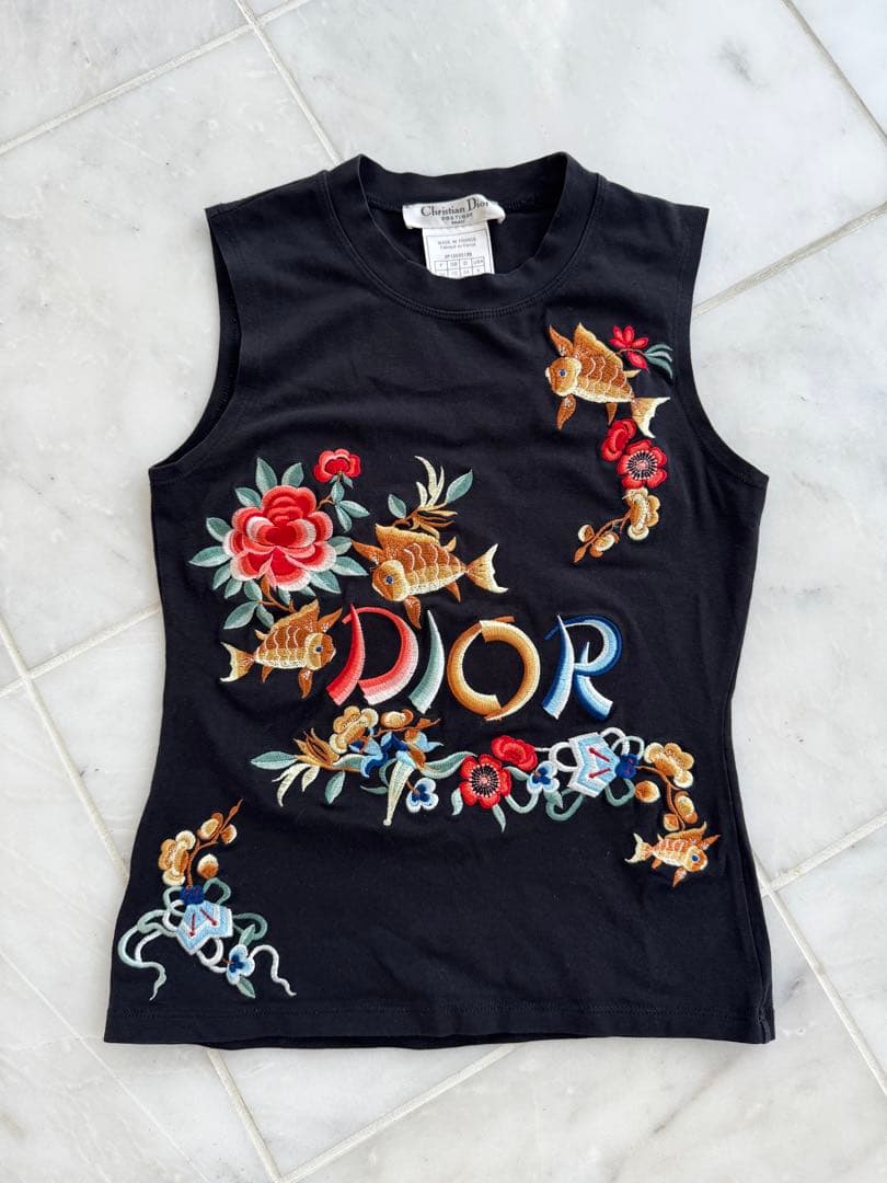 希少✨️クリスチャンディオール ガリアーノ期 カットソー 刺繍 ノースリーブ36