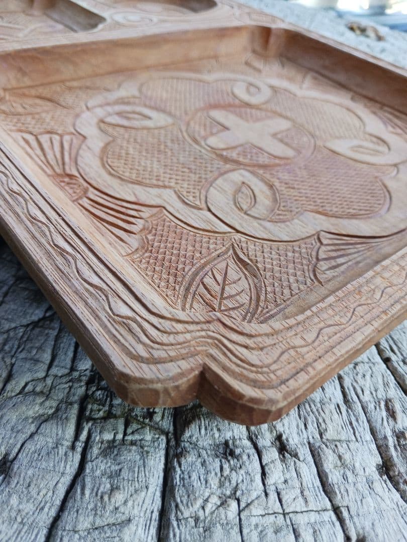 子持ち盆　イタ　アイヌ　白老　カムイ　文様　伝統工芸　御盆　アンティーク　食器