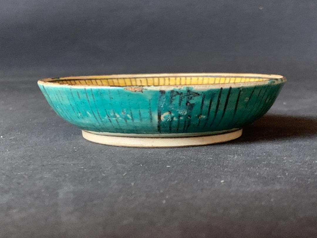 古九谷 青手 色絵 山水図 小皿5客 江戸後期 九谷焼 875