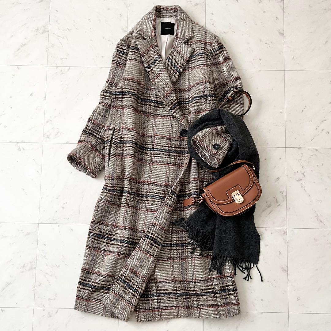 美品♪スピックアンドスパン　イタリア製生地　チェスターコート　ウール　ゆったりS