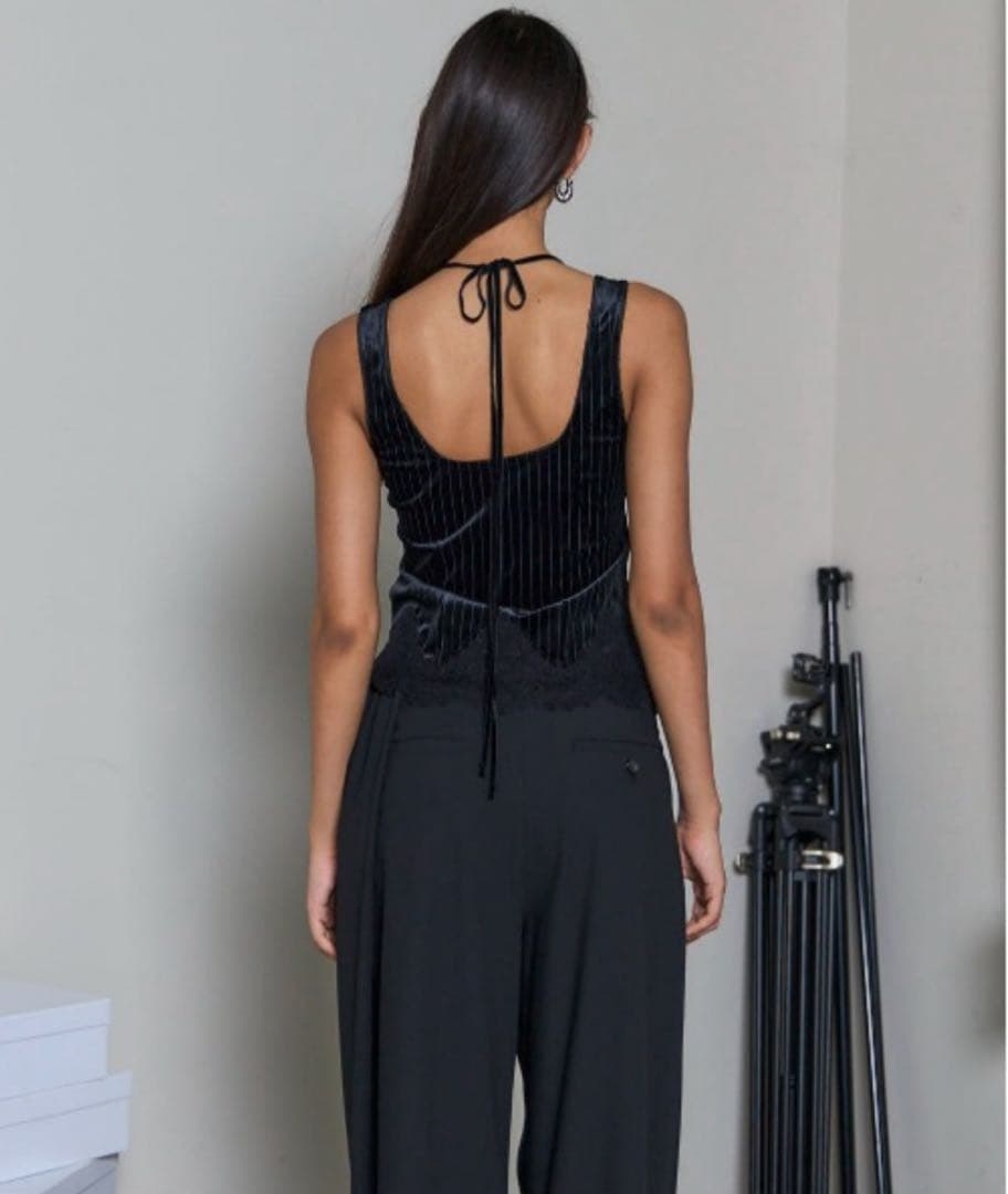 【MAISON SPECIAL】 Hem Lace Velvet TankTop