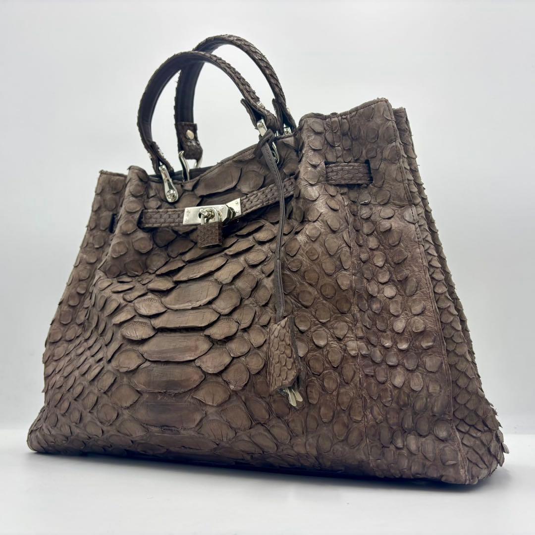【美品】SUN REMY サンレミー パイソンレザー 錠付き ハンドバッグ