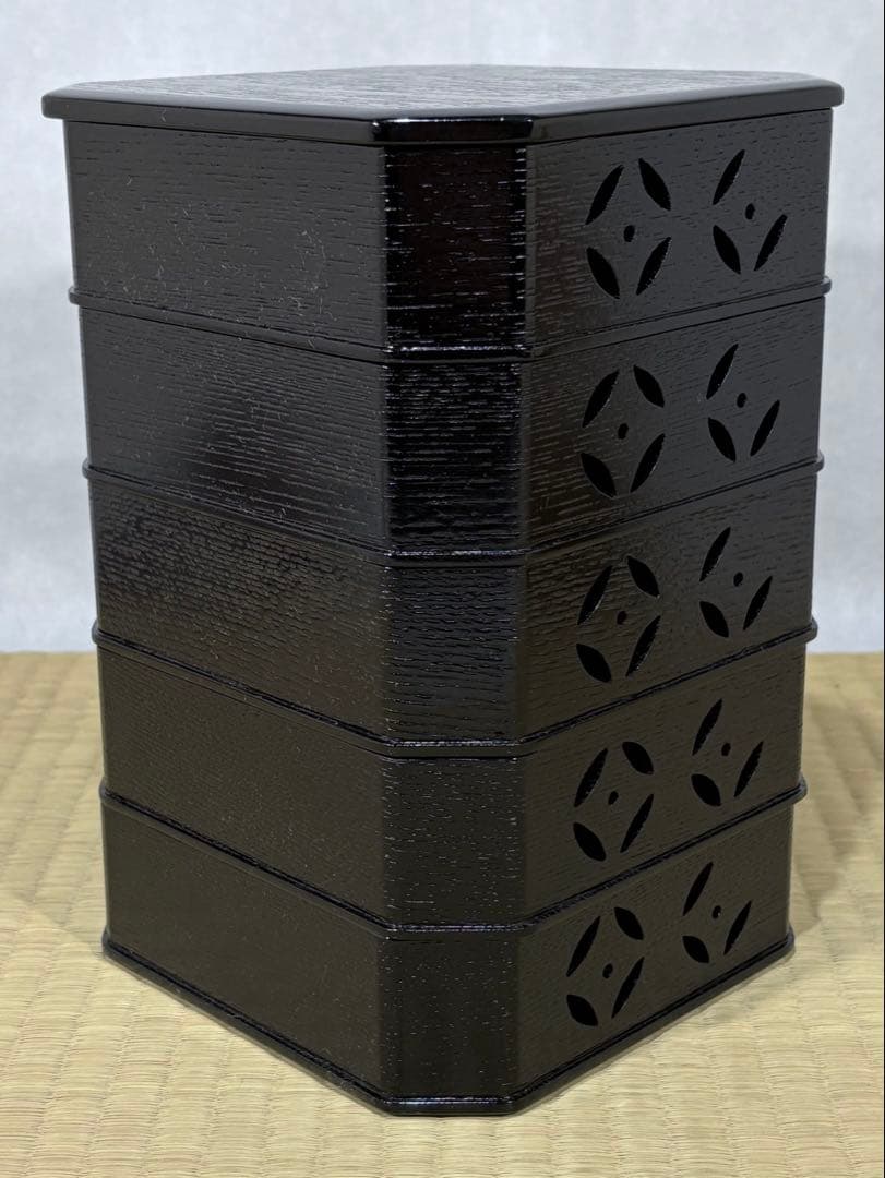 中塚拓也造　掻合塗 七宝段付 縁高重　美品　茶道　懐石　送料込