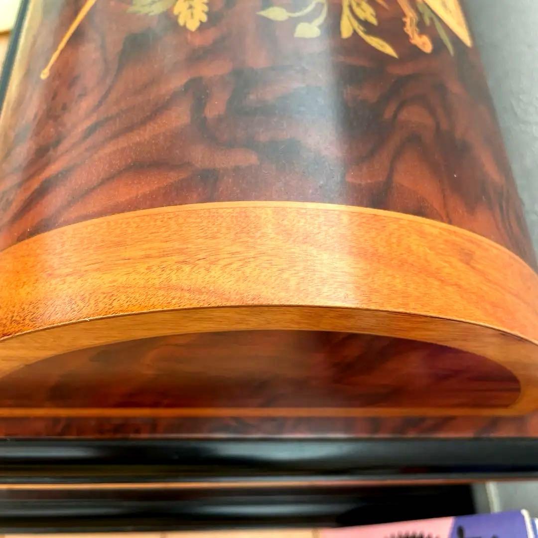 ディスク22枚付き　リュージュオルゴール　ドーム型クルミ象嵌箱ディスクオルゴール