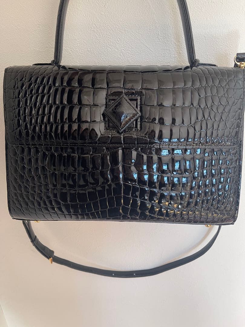 専用　JRA 最高峰 ポロサス クロコダイル 2WAY ハンドバッグ　ブラック