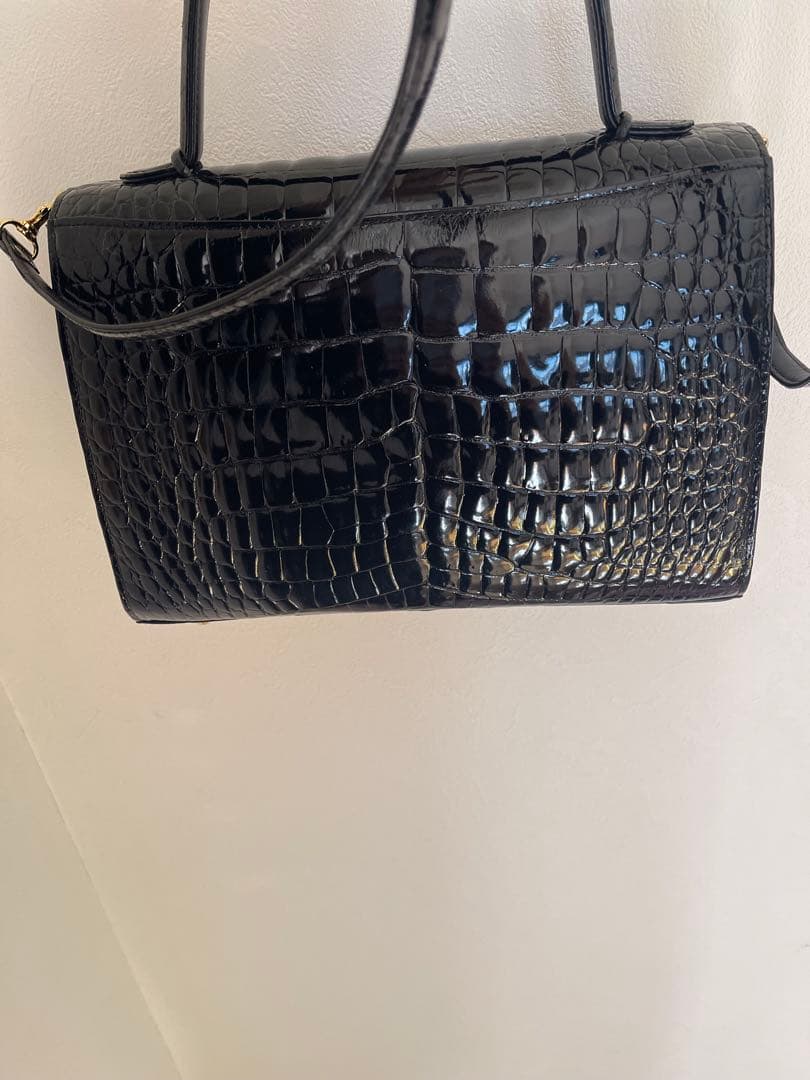 専用　JRA 最高峰 ポロサス クロコダイル 2WAY ハンドバッグ　ブラック