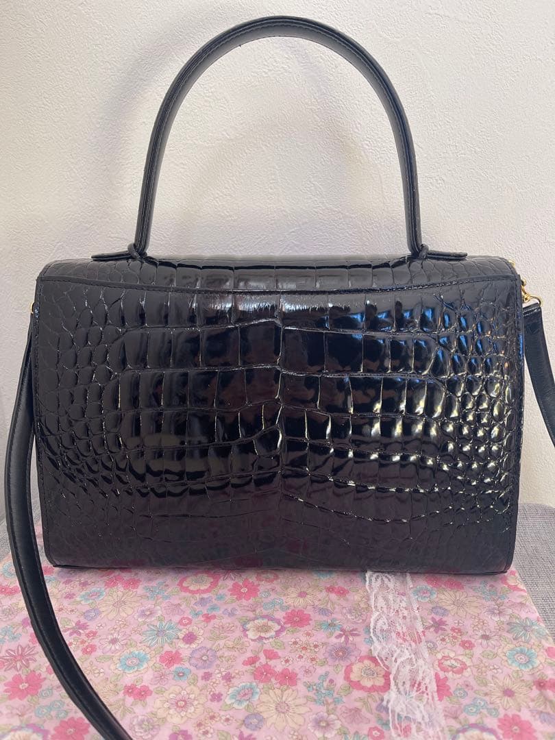 専用　JRA 最高峰 ポロサス クロコダイル 2WAY ハンドバッグ　ブラック