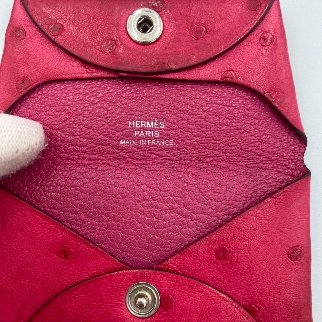 美品　HERMES エルメス　ケース　オーストリッチ　レッド　70