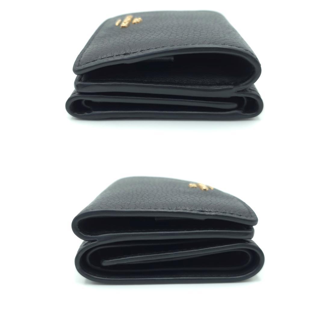 未使用級 COACH コーチ Wホック 三つ折り財布 レディース ブラック レザ