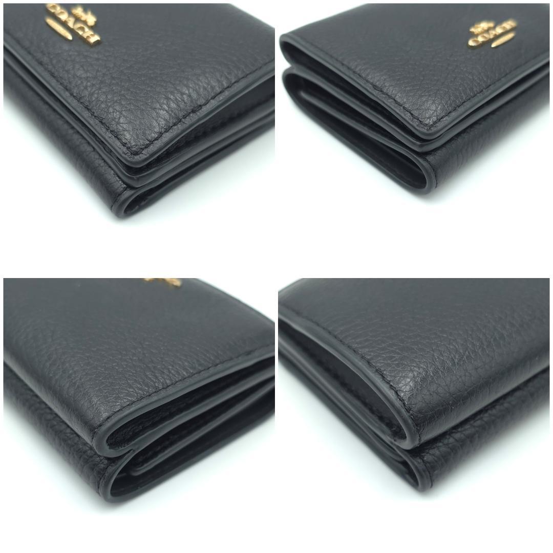 未使用級 COACH コーチ Wホック 三つ折り財布 レディース ブラック レザ