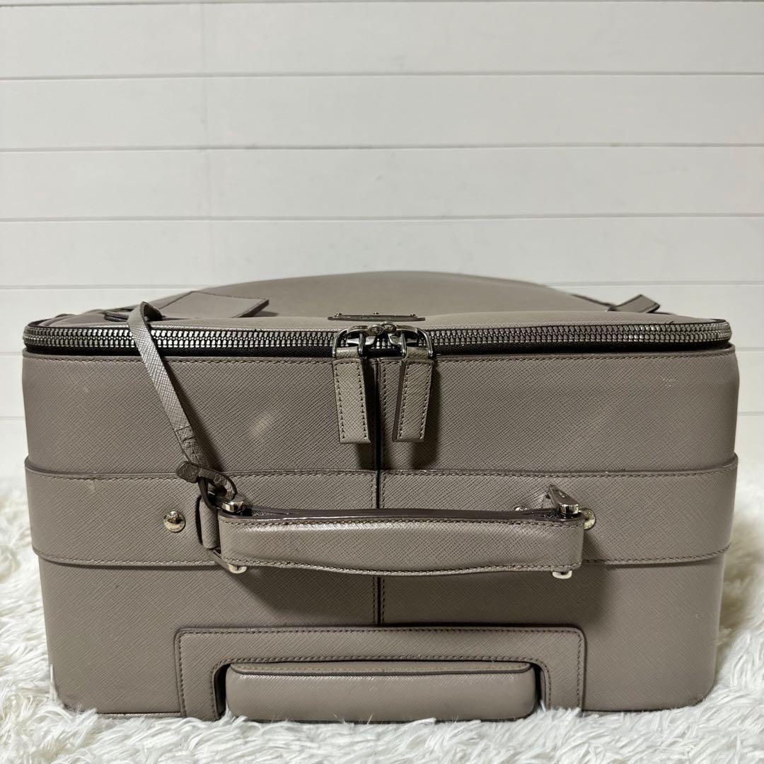 PRADA プラダ　トライアングルロゴ　キャリーケース　サフィアーノ　グレージュ