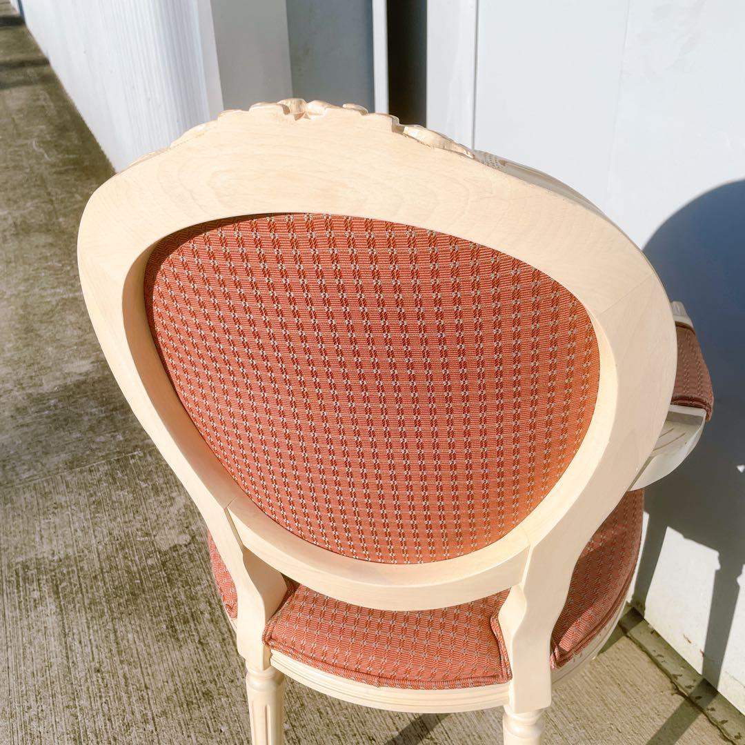 【美品②】ルイ16世様式 フランス華麗チェック織物張 メダリオンアームチェア