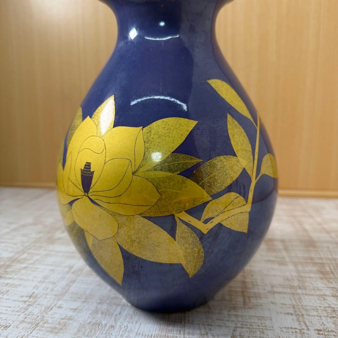 【珍色】 人間国宝 吉田美統『釉裏金彩 花瓶』本物保証