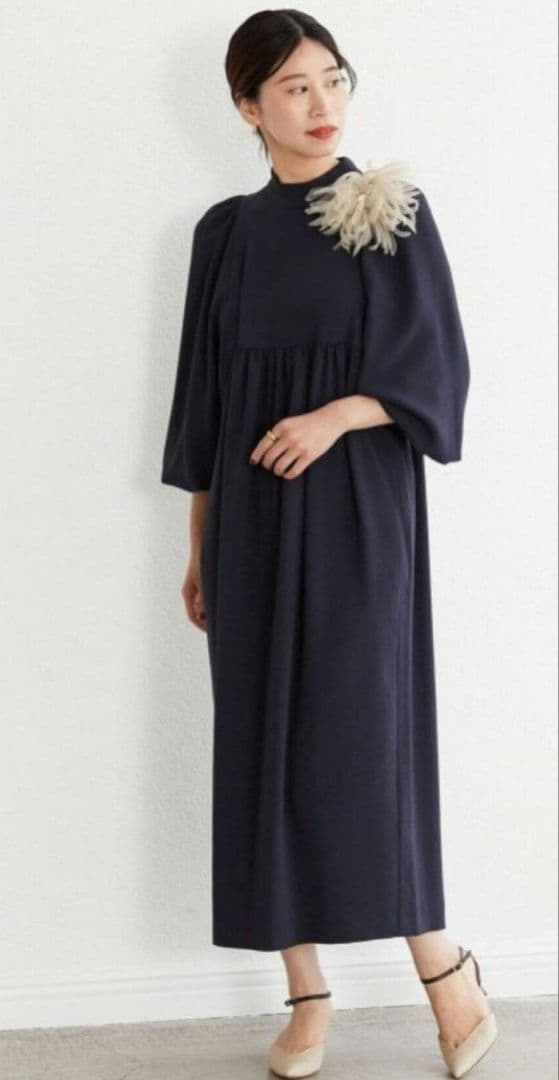 VERMEIL par iena　シルクオーガンジーコサージュ　グレー