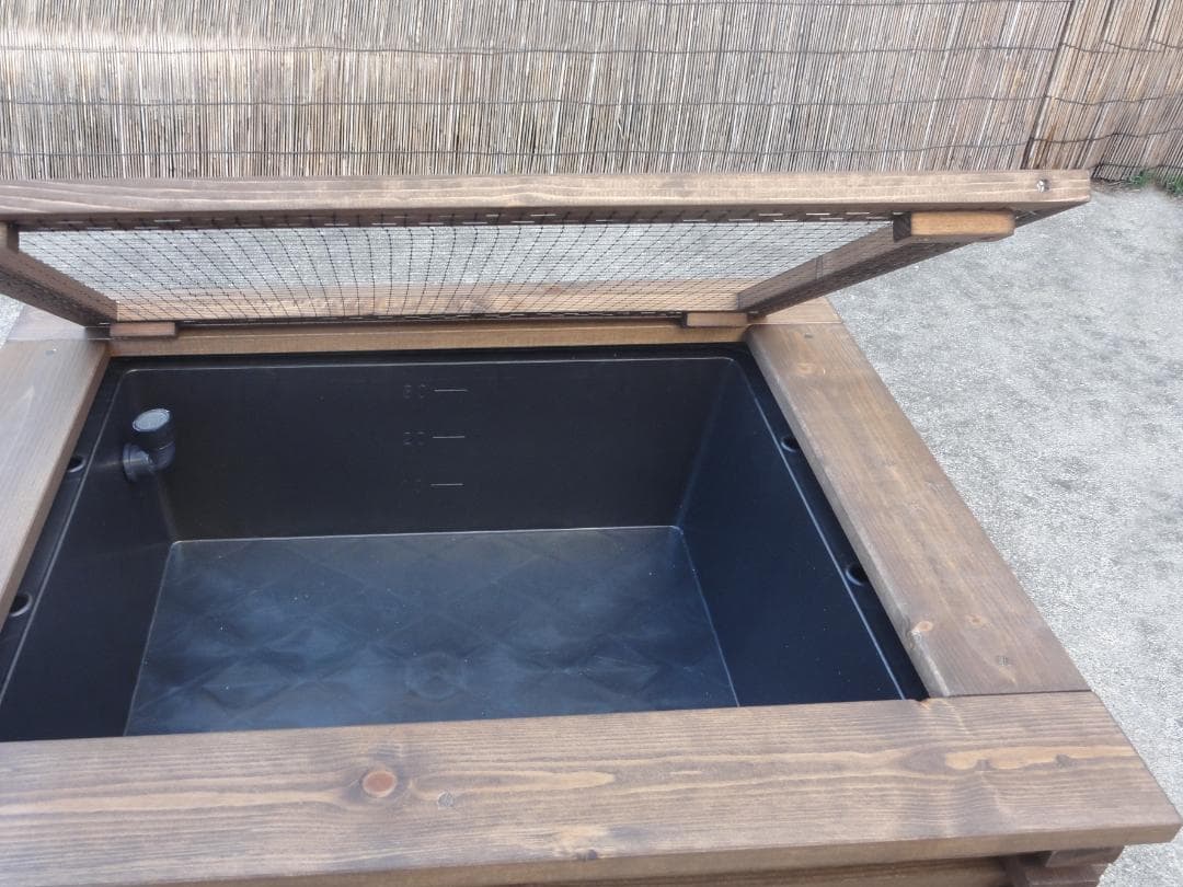 ビオトープ 40Ｌ　トロ舟木枠セット（フラット防鳥網付き）　メダカ・金魚飼育用