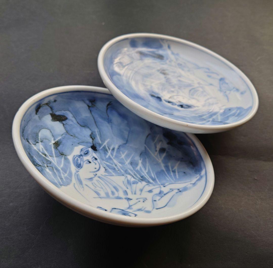 中村芳楽　天月窯　手描き　中皿　２枚セット　伊豆　若葉マークデザイナー