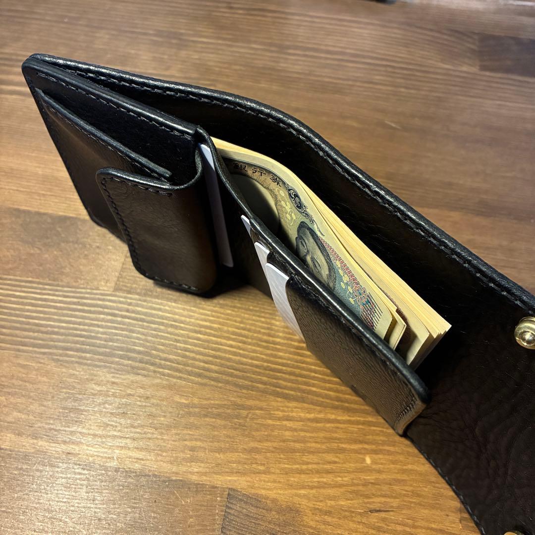 ショートトラッカーウォレット　イタリアンレザー　ネブラスカ　ブラック