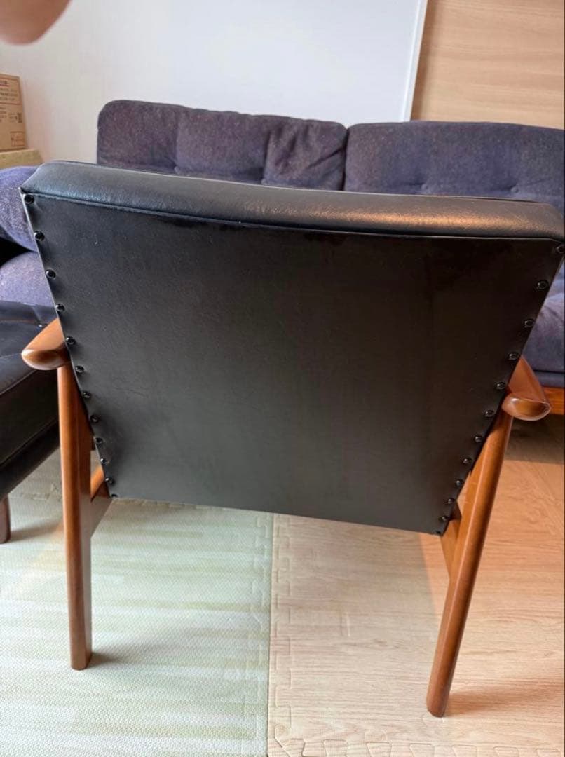 カリモク60 Kチェア 1シーター ブラック オットマン セット