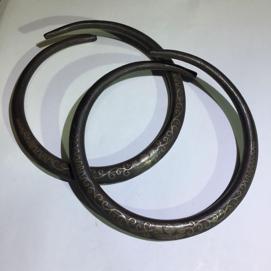 釜環　唐草模様銀象嵌　江戸期