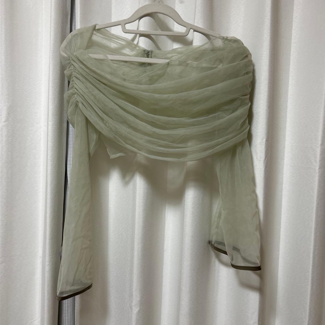 lejaチュールオフショルダー花柄Iラインワンピースドレス