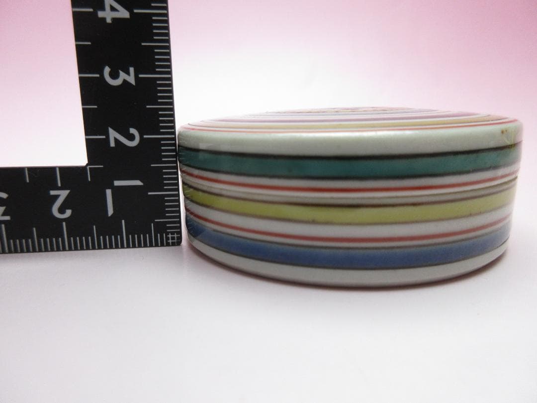 九谷焼 北出不二雄 色絵 丸 禽文 香合