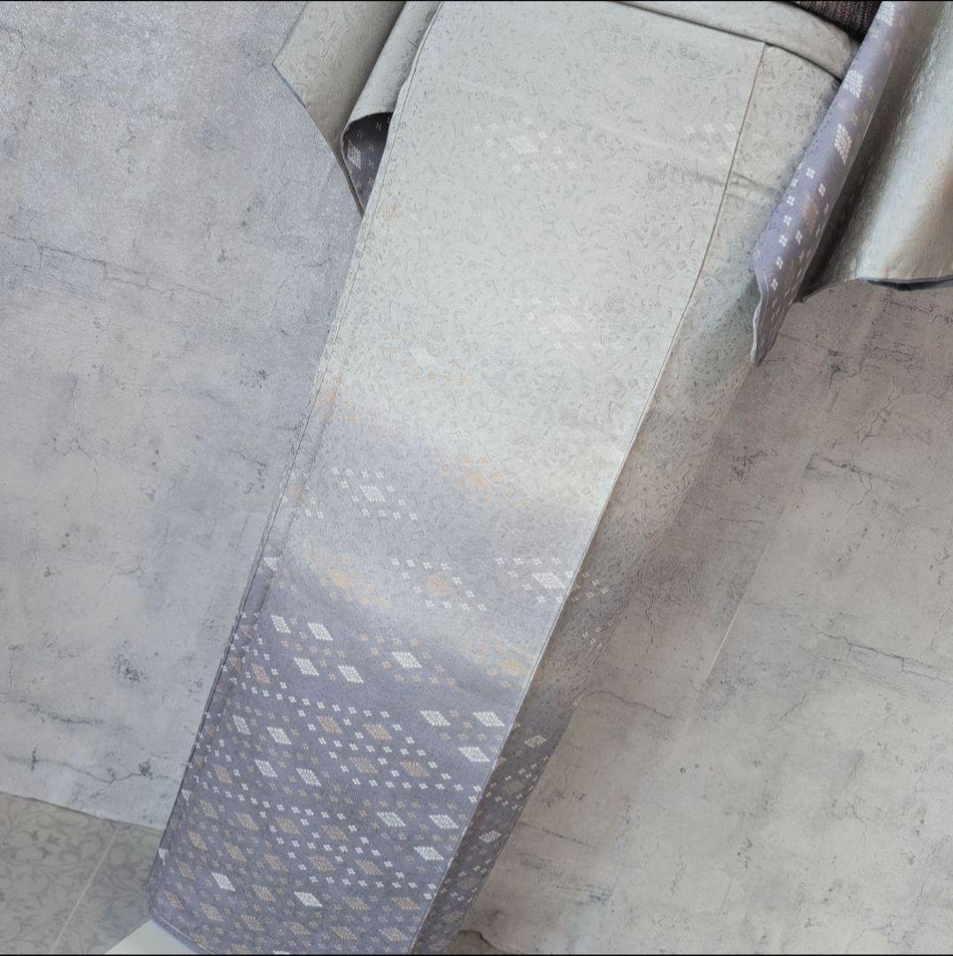 訪問着単品　付下げ正絹　シルバーグレー　パールトーン　幻想　A1r