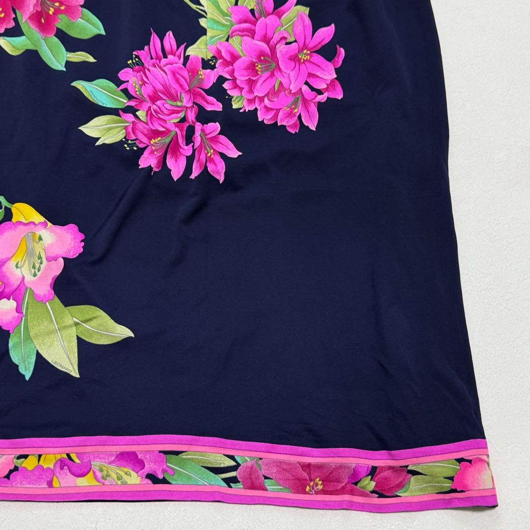 大きいサイズ LEONARD レオナール シルク100％ スカート 花柄 42