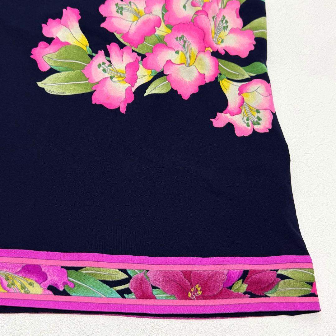 大きいサイズ LEONARD レオナール シルク100％ スカート 花柄 42