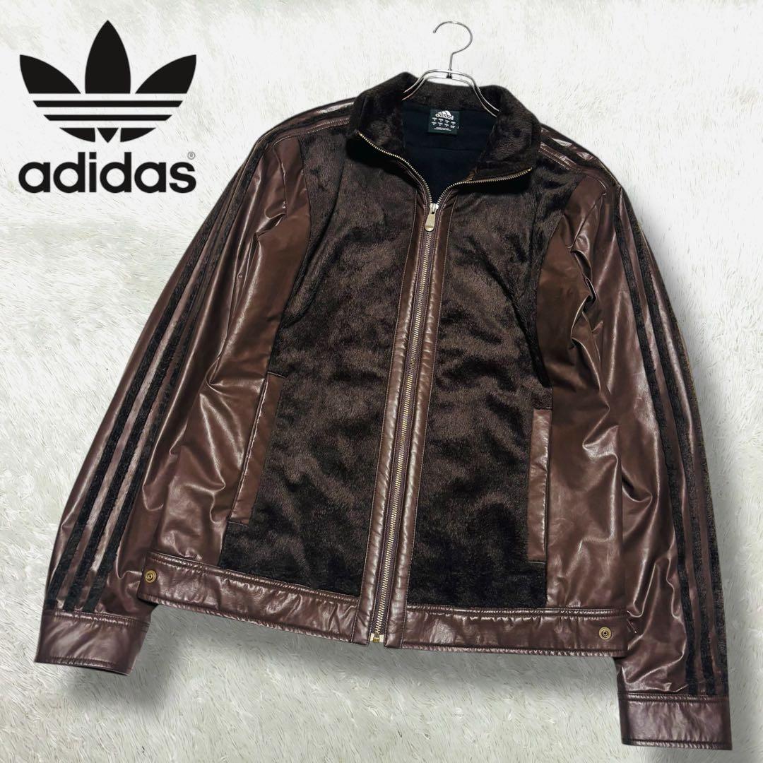 希少 00s y2k アディダス トラックジャケット 異素材 切替 ブラウン