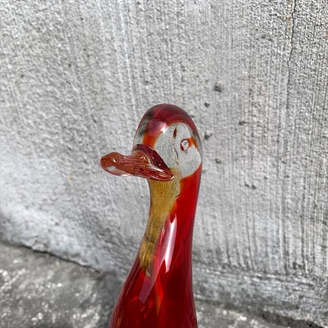 Salviati｜murano/ムラーノ｜ガラスオブジェクト｜赤｜鳥｜