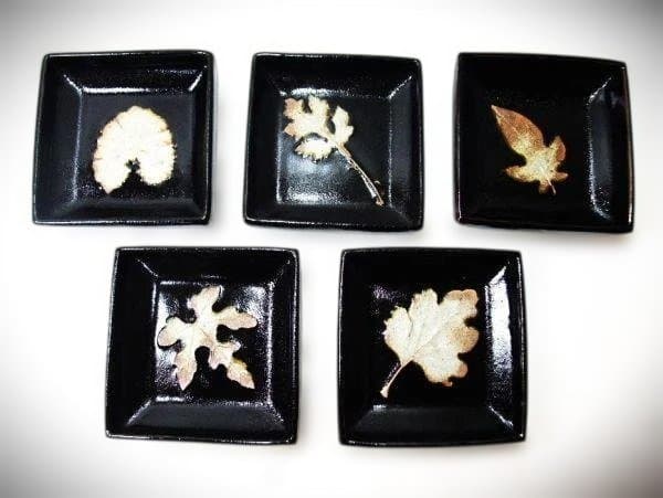 十三代中里太郎右衛門 唐津焼 木ノ葉文 鉢 5枚 茶道具 菓子皿