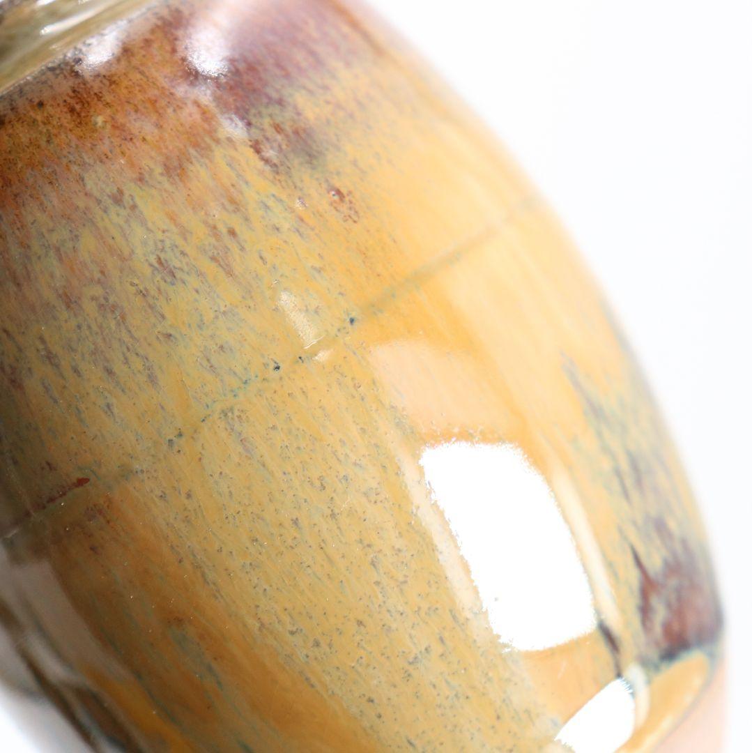 十三代八仙妻 高取喜恵作 高取焼 肩衝茶入 鎌倉金襴仕覆 茶道具　V852