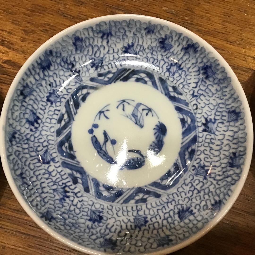 成化年製　古伊万里染付け　微塵唐草　　小皿