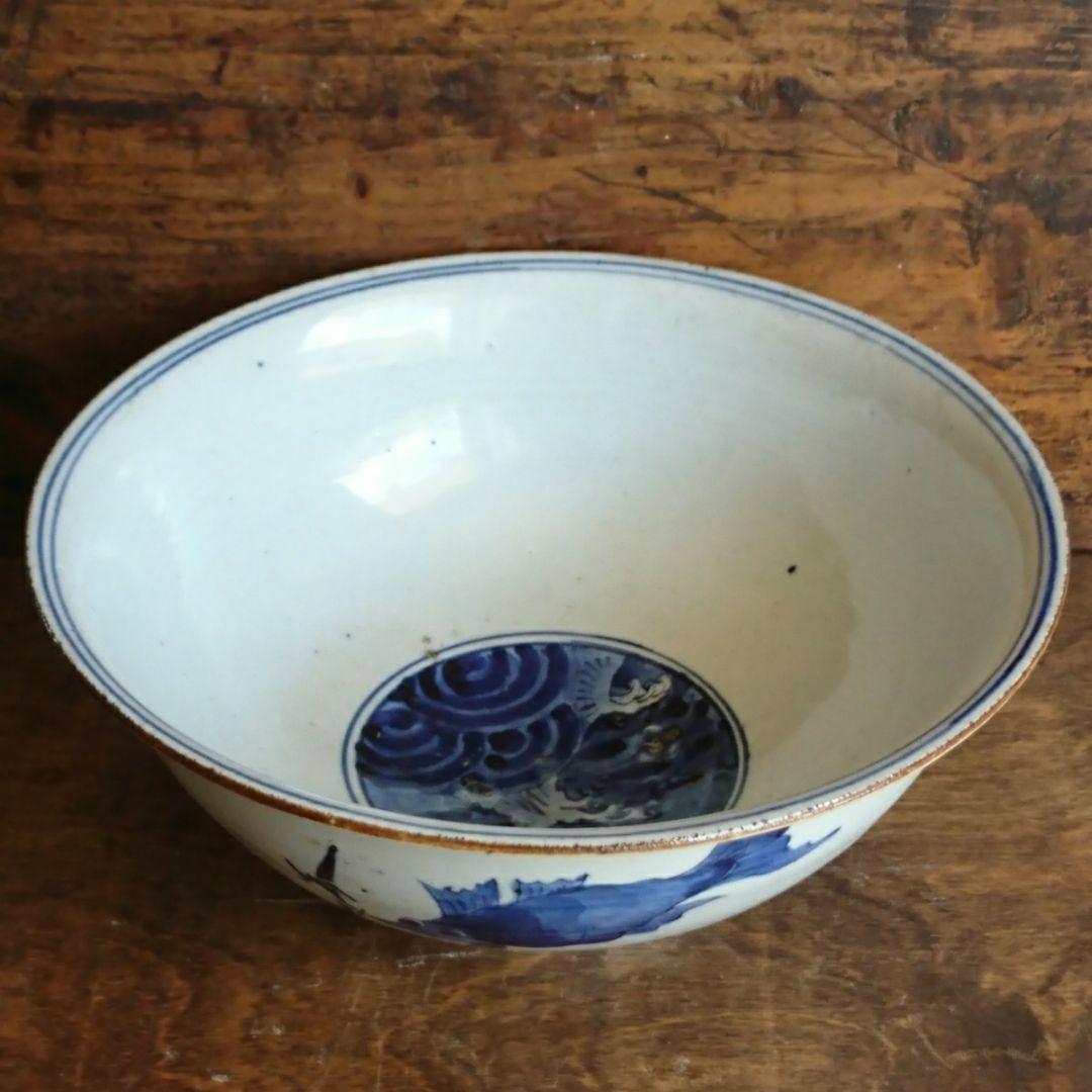 古伊万里 染付 海老蟹魚文大鉢