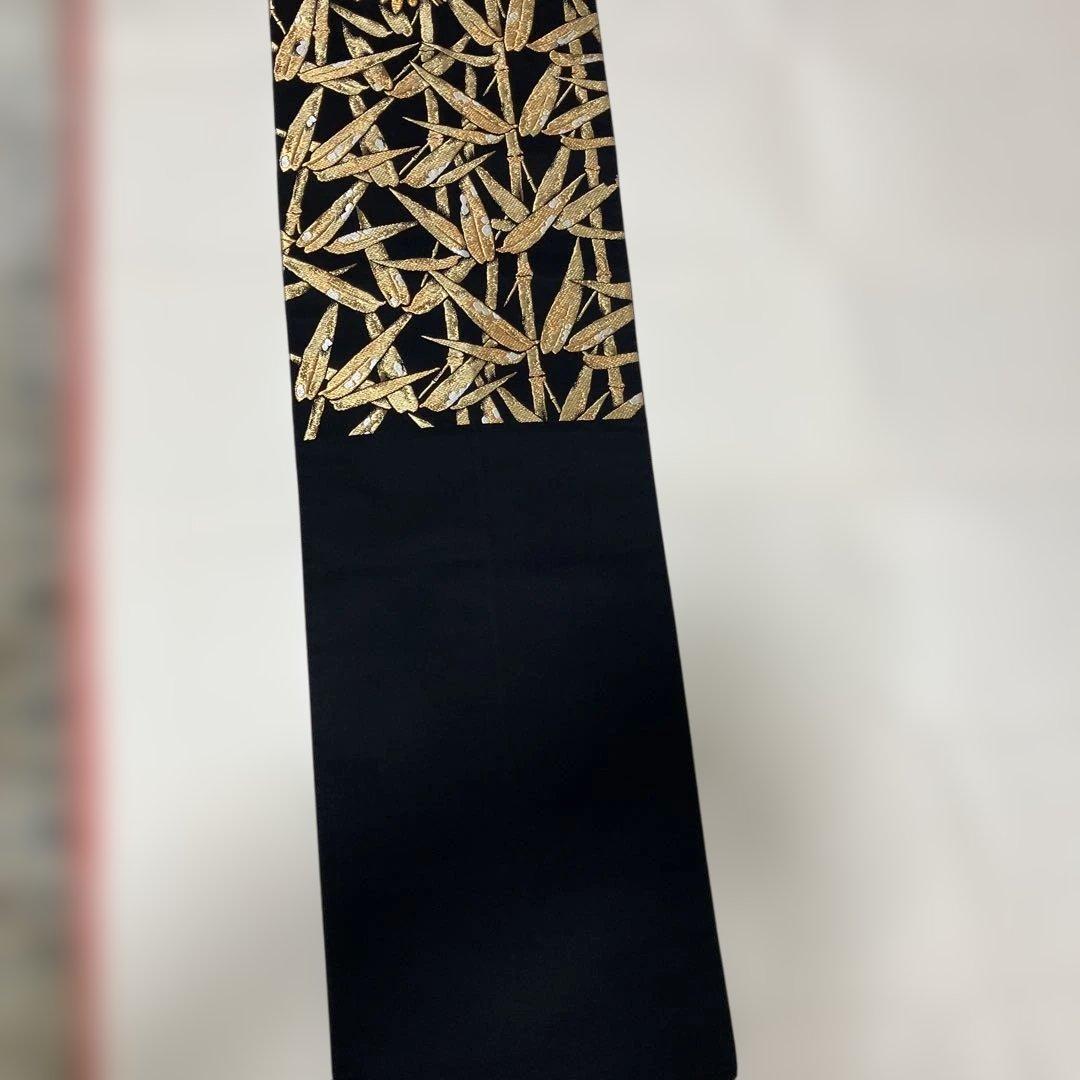 正絹 松に雪持ち笹図 袋帯 西陣織 作家 六通