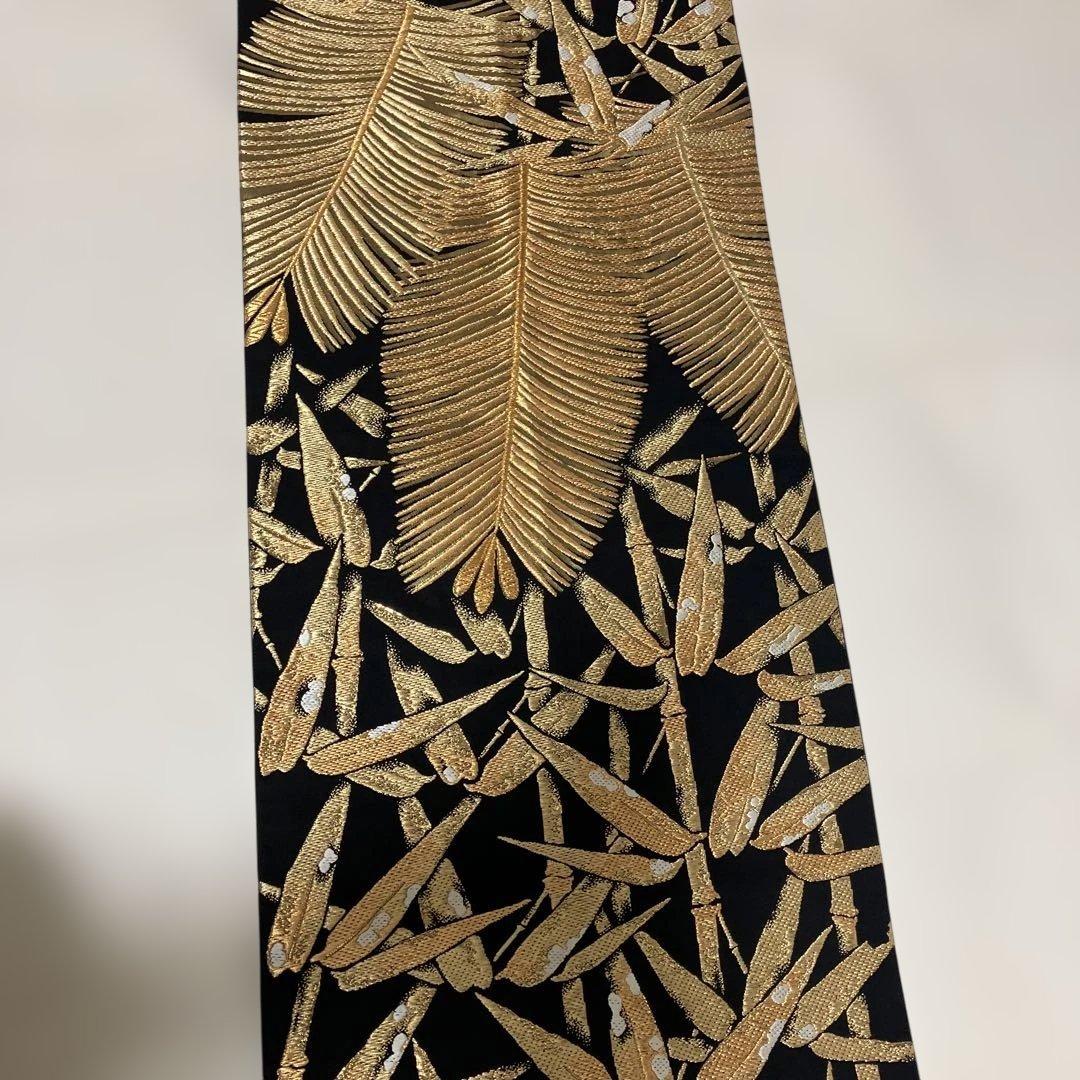 正絹 松に雪持ち笹図 袋帯 西陣織 作家 六通