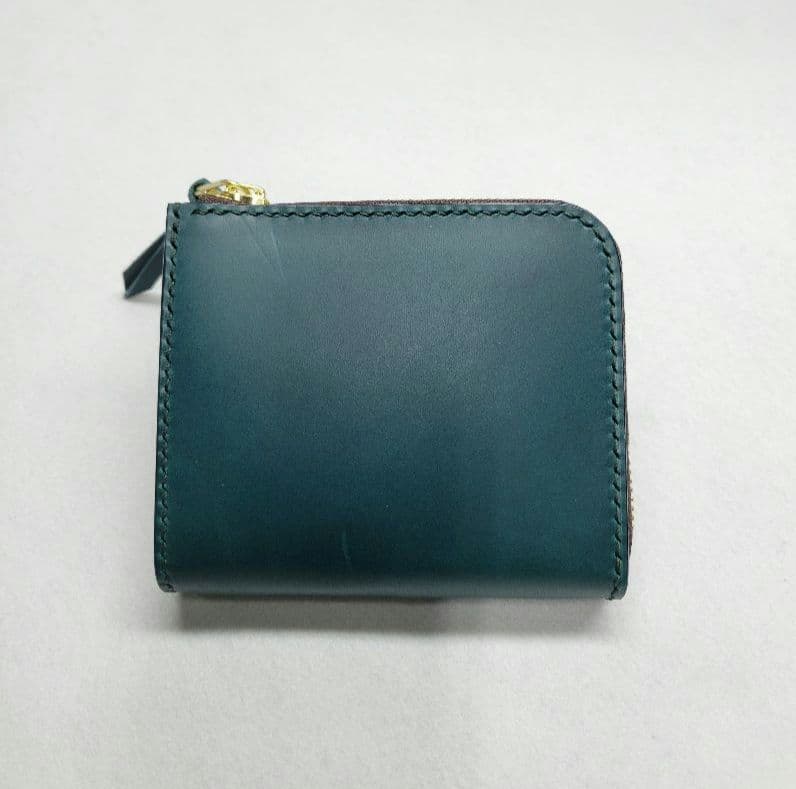 L字ファスナー財布　イタリアレザー　小銭入れ　コンパクト財布　ハンドメイド