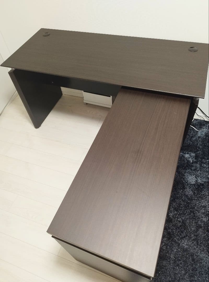 【美品・説明書付・直接引き取り可】ニトリ ダークブラウン L字型パソコンデスク